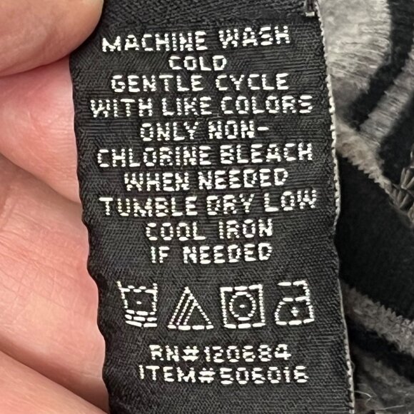 Twist Tees Size 2 Oversized Gray Black Striped V-neck Long Sleeve Top Stretch - Picture 15 of 16